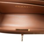 Dark Beige Lambskin Quilted Mini Top Handle Light Gold Hardware - Image 9