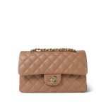 23B Dark Beige Caviar Quilted Classic Flap Small Light Gold Hardware