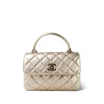 21S Gold Metallic Lambskin Quilted Trendy CC Small Light Gold Hardware