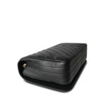 Black Calfskin Chevron Quilted Statement Flap Bag Medium LGHW - Image 12