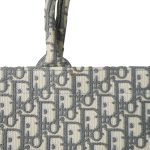 Dior Ecru and Gray Dior Oblique Embroidery Book Tote Large - Image 4