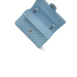 Light Blue Caviar Quilted Classic Flap Medium Light Gold Hardware - Image 16