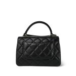 21S Black Lambskin Quilted Small Trendy CC Light Gold Hardware - Image 3