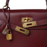 Kelly Sellier 28 Rouge H Box Calfskin Gold Plated L Circle Stamp - Image 11