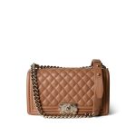 21K Caramel Caviar Quilted Boy Bag Medium Light Gold Hardware - Image 2