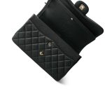 18S Charcoal Caviar Quilted Jumbo Classic Flap Light Gold Hardware - Image 11