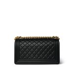 Black Lambskin Quilted Old Medium Boy Bag Aged Gold Hardware - Image 8