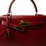 Kelly 28 Rouge Box Calfskin Gold Plated (X) Stamp - Image 13