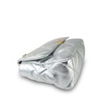 Metallic Silver Goatskin Quilted Medium/Large 19 Flap Mixed Hardware - Image 6