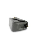 Dark Grey Lambskin Quilted Mini Top Handle Light Gold Hardware - Image 8