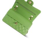 Green Caviar Quilted Classic Flap Small Light Gold Hardware - Image 5