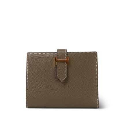 Bearn Compact Wallet Etoupe Epsom Gold Plated U Stamp