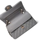 20c Grey Caviar Quilted Classic Flap Small Light Gold Hardware - Image 11
