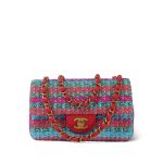 Multicolor Mixed Fibers Woven Mini Rectangular Flap Aged Gold Hardware - Image 8