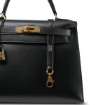 Kelly 28 Sellier Black Box Calfskin Gold Plated Z Circle Stamp - Image 4