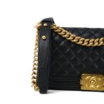 Black Caviar Quilted Boy Bag Old Medium Aged Gold Hardware - Image 11
