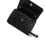 21S Black Lambskin Quilted Small Trendy CC Light Gold Hardware - Image 13