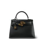 Kelly Sellier 28 Black Box Calfskin Gold Plated X Circle Stamp - Image 3