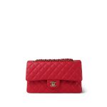 Red Caviar Quilted Medium Classic Flap LGHW