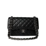 Black Caviar Quilted Jumbo Classic Flap Silver Hardware - Image 2