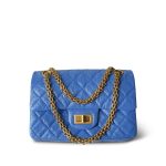 24P Blue Aged Calfskin Quilted Mini Reissue 2.55 Flap Aged Gold Hardware - Image 13