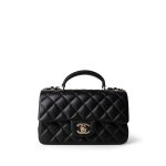 22A Black Lambskin Mini Top Handle Light Gold Hardware