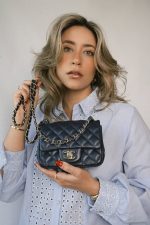 Navy Lambskin Quilted Mini Square Flap Bag LGHW - Image 13