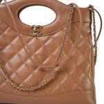 Caramel Calfskin Quilted 31 Small Shopping Bag Light Gold Hardware - Image 14