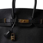 Birkin 35 Noir Ardennes Gold Plated [F] Stamp - Image 2