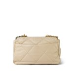 Light Beige Goatskin Quilted Large 19 Flap Mixed Hardware - Image 5