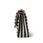 Ivory/Black Striped Coco Sailor Pearl Classic Flap Bag Gold Hardware - Image 2