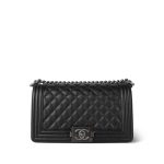 Black Caviar Quilted Boy Bag Old Medium Ruthenium HW