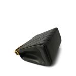 Black Lambskin Quilted Double Chain Top Handle Gold Hardware - Image 9