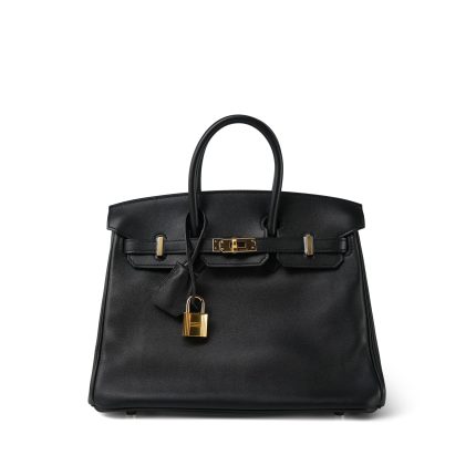 Birkin 25 Black/ Noir Swift Gold Plated A Stamp