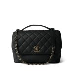 Black Caviar Quilted Business Affinity Large Flap Light Gold Hardware - Image 11
