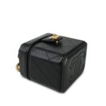 23A Black Lambskin Quilted Mini Vanity Case With Chain GHW - Image 5
