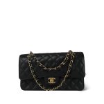 20S Black Caviar Quilted Classic Flap Medium Gold Hardware - Image 9