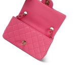 Pink Lambskin Quilted Mini Rectangular Flap Light Gold Hardware - Image 14