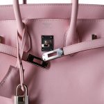 Birkin 25 Rose Sakura Swift Palladium Plated X Stamp - Image 15