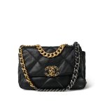 23P Black Lambskin Quilted Small 19 Flap Mixed Hardware - Image 13