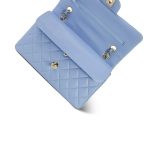 21C Sky Blue Lambskin Quilted Classic Flap Small Light Gold Hardware - Image 12