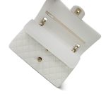 22K White Caviar Quilted Classic Flap Medium Light Gold Hardware - Image 11