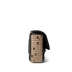Black Lambskin Quilted Mini River of Pearls Flap Bag Aged Gold Hardware - Image 4