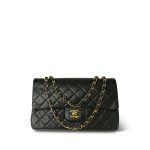 Dark Green/Khaki Lambskin Quilted Classic Flap Medium Gold Hardware - Image 11