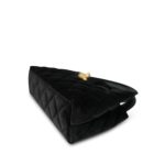 Black Velvet Quilted Nano Kelly Shopper Aged Gold Hardware - Image 4