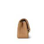 17C Dark Beige Chevron Quilted Mini Rectangular Flap Aged Gold Hardware - Image 4