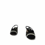 20P Black Lambskin Grosgrain Pearl Cap Toe CC Slingback Pumps Size 39.5 - Image 2