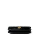 23A Black Shiny Calfskin Quilted Phone Holder W/ Chain Aged Gold Hardware - Image 3