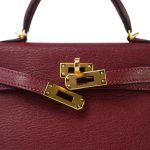 Mini Kelly Sellier Rouge H Chèvre Mysore Gold Plated Y Stamp - Image 9