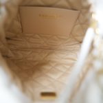 White Calfskin Quilted Mini 22 Bag Aged Gold Hardware - Image 13